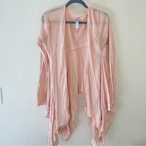 Free People linen blend baby pink waterfall cardigan